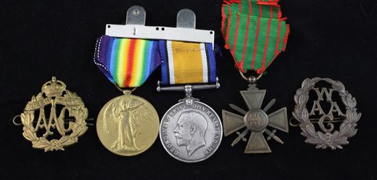 WWI medal group to WKR Eleanor Mary Harvey, QMAAC, with papers, etc.